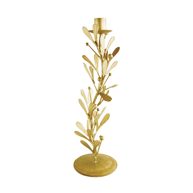 METAL TAPER HOLDER W/ LEAVES & BERRIES