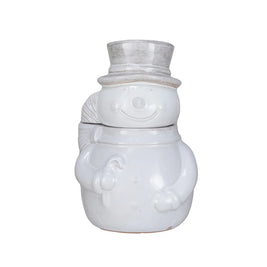 STONEWARE SNOWMAN SHAPED COOKIE JAR
