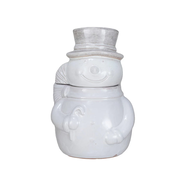 STONEWARE SNOWMAN SHAPED COOKIE JAR