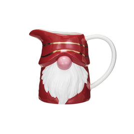 1 QUART CERAMIC GNOME PITCHER W/ GOLD ELECTROPLATING