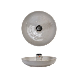 STONEWARE BOWL WITH SNOWMAN SHAPED TOOTHPICK HOLDER