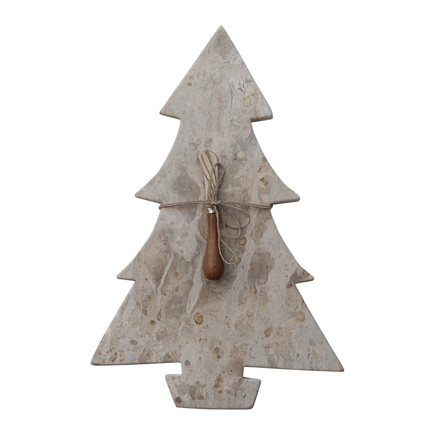 MARBLE BOARD WITH CANAPE KNIFE - SET OF 2