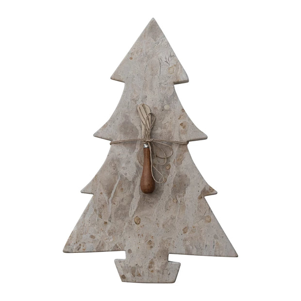 MARBLE BOARD WITH CANAPE KNIFE - SET OF 2
