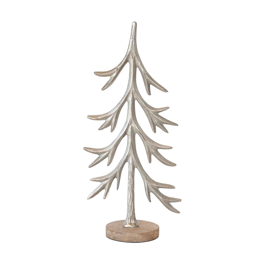 CAST ALUMINIUM TREE WITH MANGO WOOD BASE
