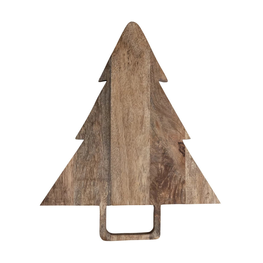 MANGO WOOD TREE SHAPED CHEES/CUTTING BOARD WITH HANDLE