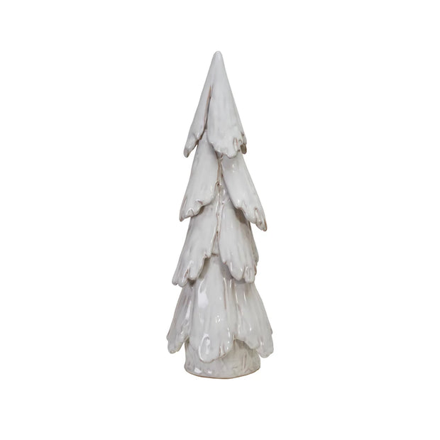 HANDMADE STONEWARE TREE - REACTIVE GLAZE WHITE MEDIUM