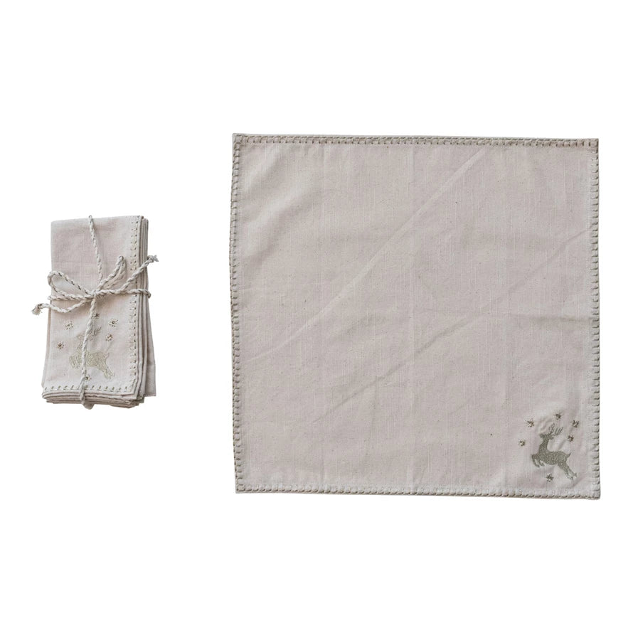 COTTON NAPKINS - SET OF 4 TIED WITH METALLIC ROPE