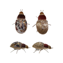 FABRIC JACQUARD & VELVET BUG CLIP - ON ORNAMENT - SET OF 2