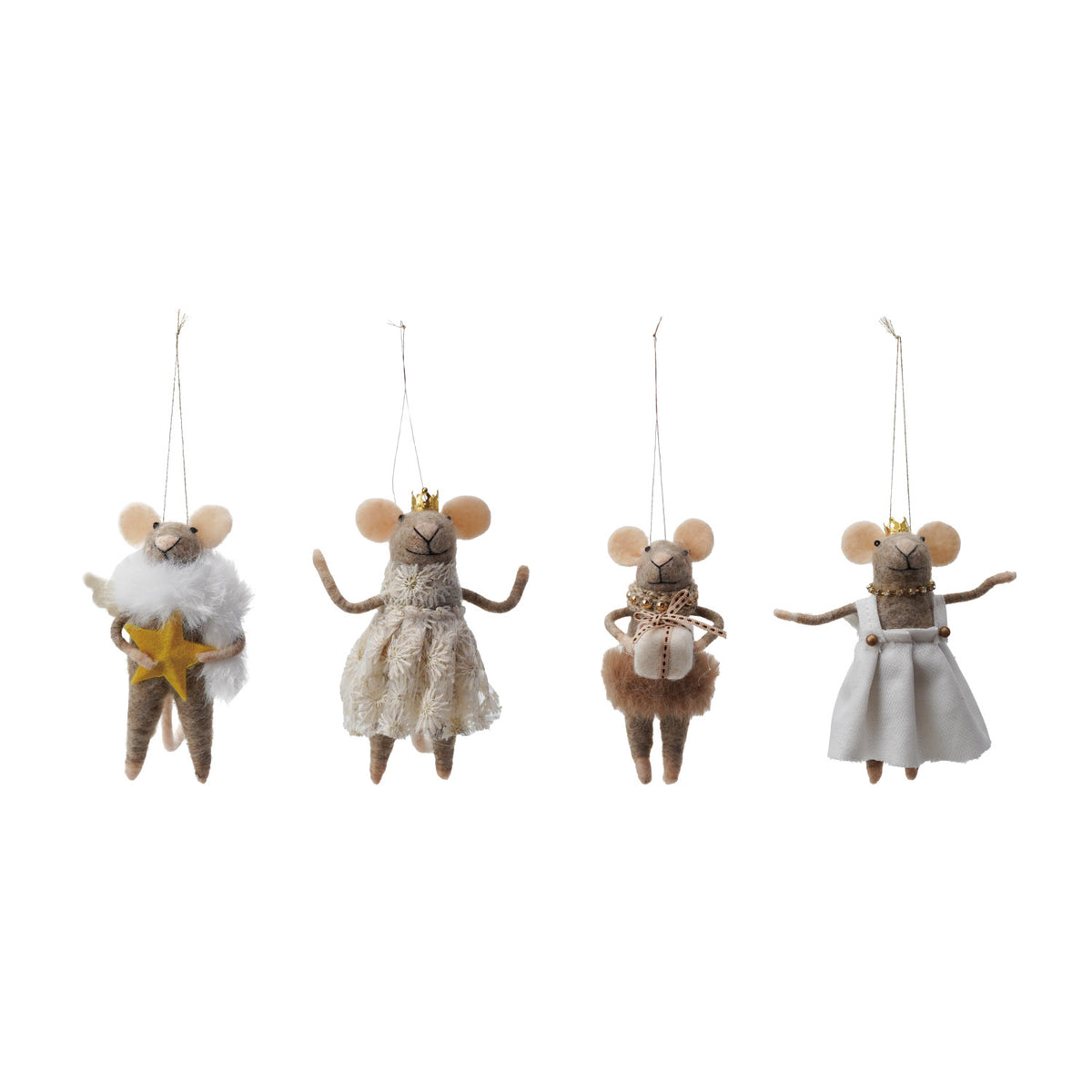 HANDMADE WOOL FELT MOUSE IN PARTY CLOTHES ORNAMENT, 4 STYLES