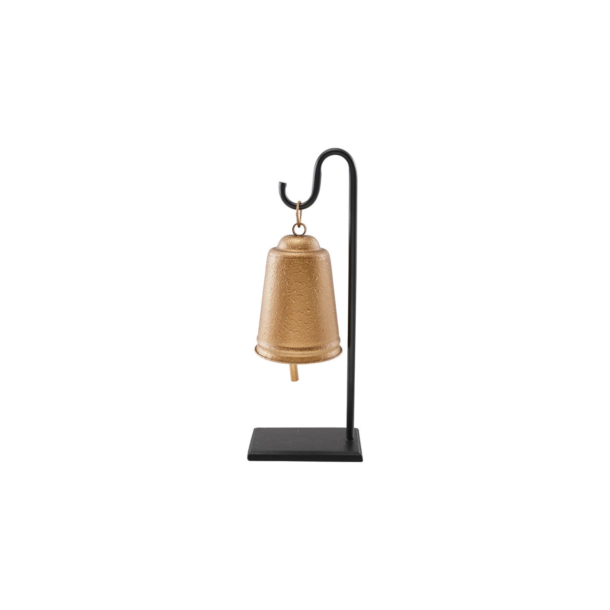METAL BELL WITH STAND, ANTIQUE GOLD FINISH & BLACK, SET OF 2