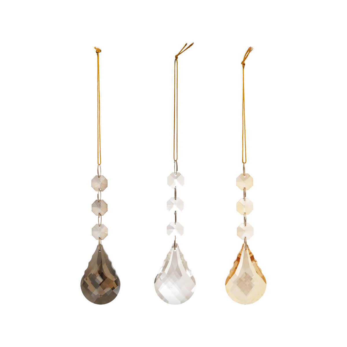 CRYSTAL HANGING BEAD DROP ORNAMENT, 3 COLORS