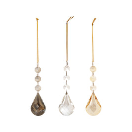 CRYSTAL HANGING BEAD DROP ORNAMENT, 3 COLORS