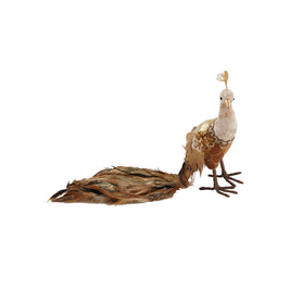 FOAM & FABRIC PEACOCK WITH SEQUINS & FEATHERS, BROWN