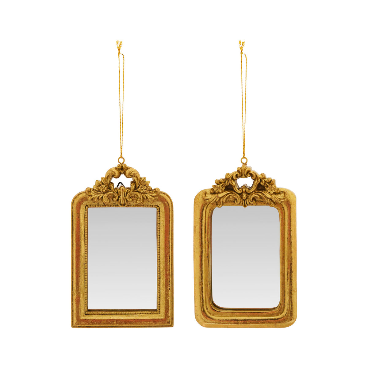 RESIN BAROQUE MIRROR ORNAMENT, GOLD FINISH, 2 STYLES