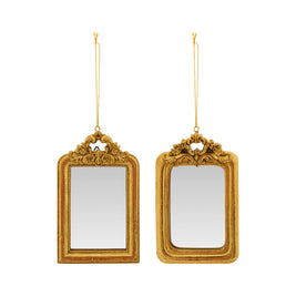 RESIN BAROQUE MIRROR ORNAMENT, GOLD FINISH, 2 STYLES
