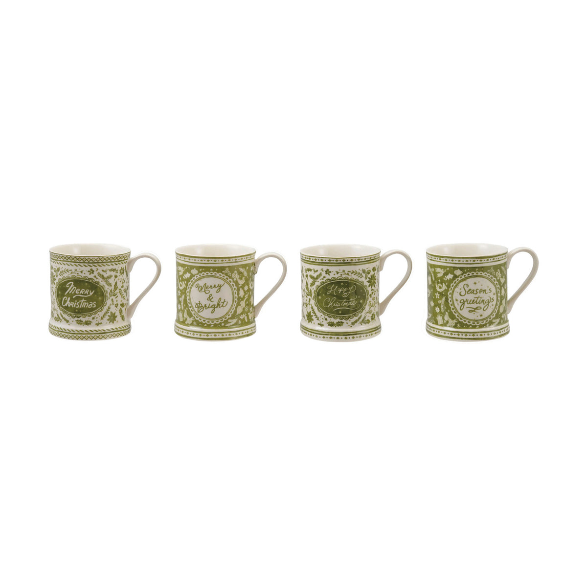 STONEWARE MUG WITH HOLIDAY DESIGN & SAYING, 4 STYLES