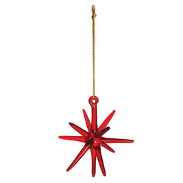 HANDMADE GLASS STAR ORNAMENT, RED