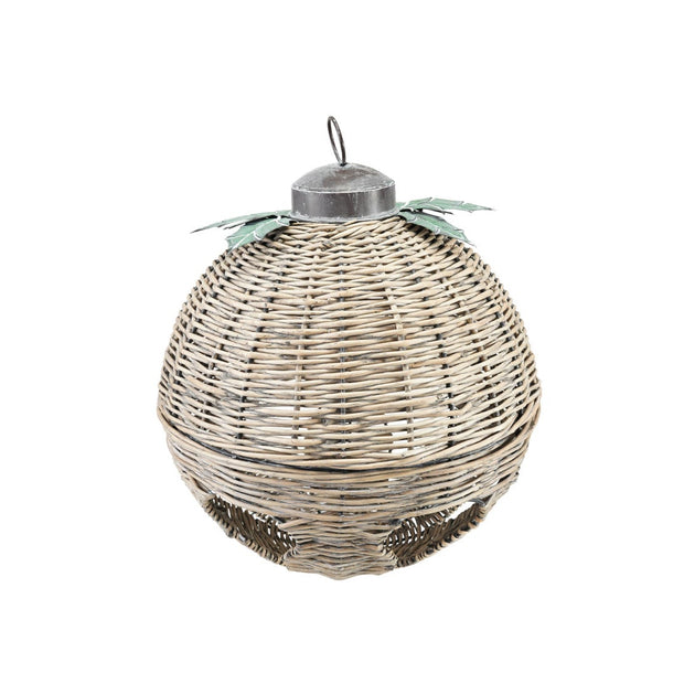 OVERSIZED HAND-WOVEN RATTAN BELL WITH METAL LEAVES, NATURAL, KD