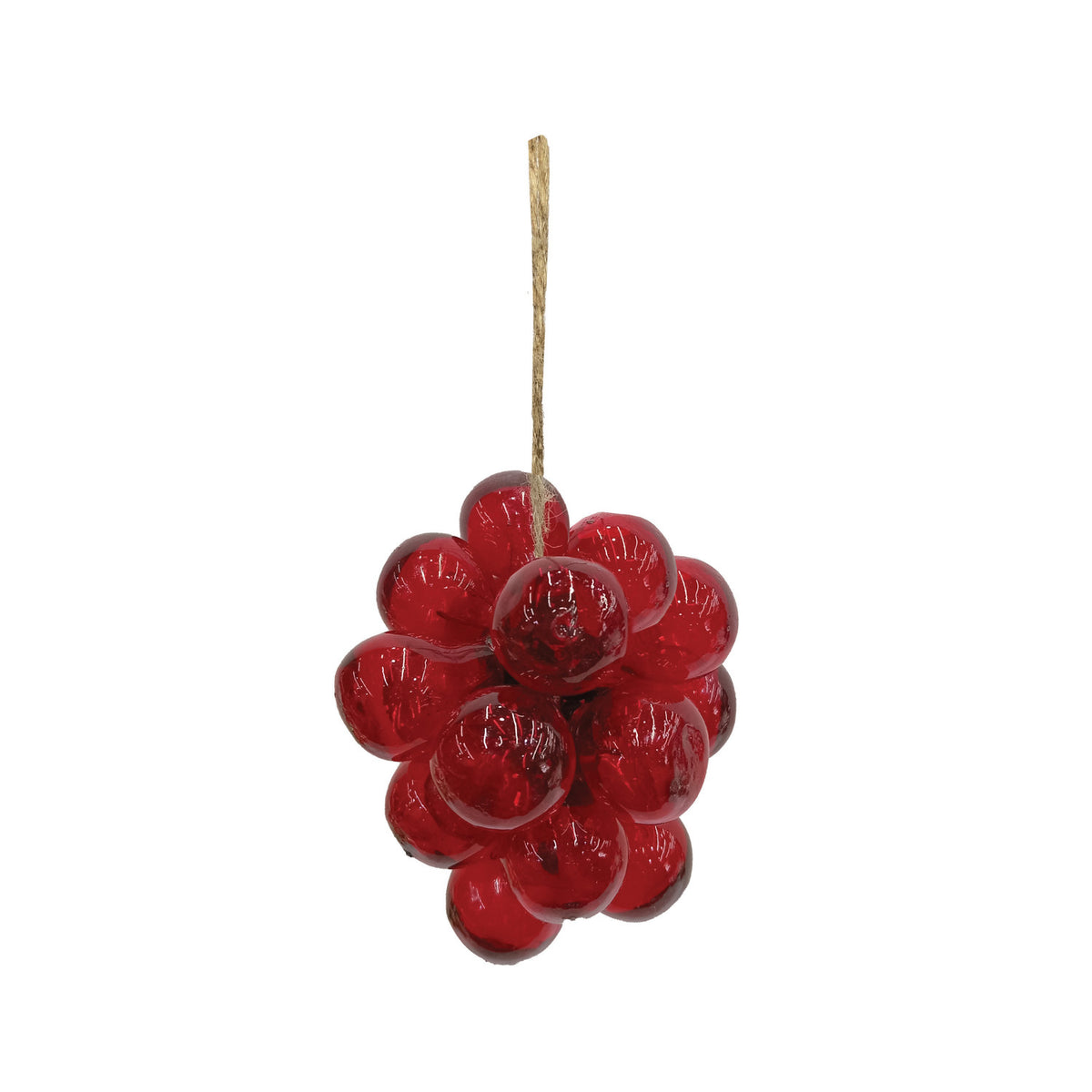 HAND-BLOWN GLASS BALL CLUSTER ORNAMENT, RED
