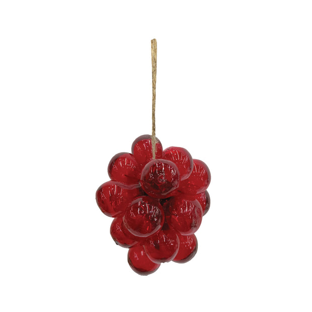 HAND-BLOWN GLASS BALL CLUSTER ORNAMENT, RED