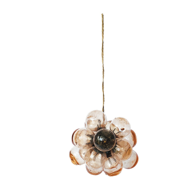 HAND-BLOWN GLASS BALL CLUSTER ORNAMENT, BLUSH COLOR