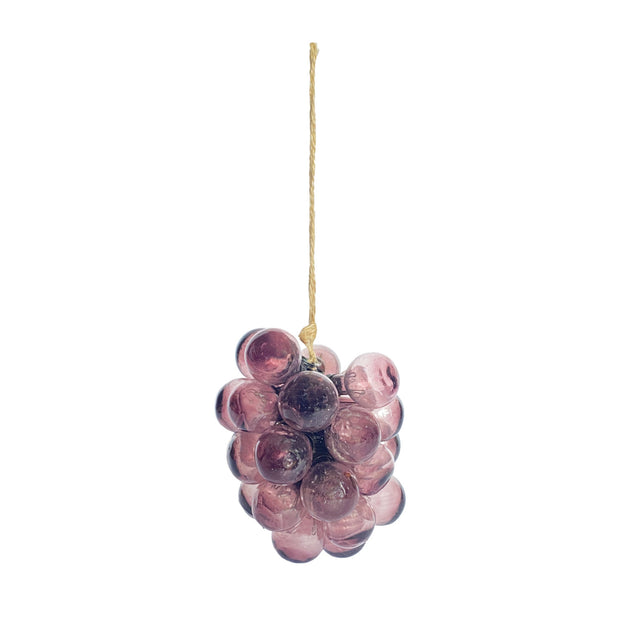 HAND-BLOWN GLASS BALL CLUSTER ORNAMENT, PLUM COLOR
