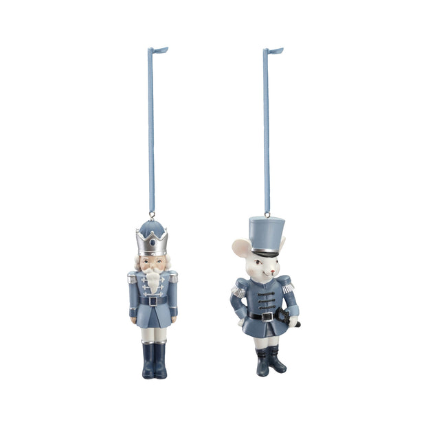 RESIN SOLDIER ORNAMENT, BLUE, WHITE & SILVER FINISH, 2 STYLES